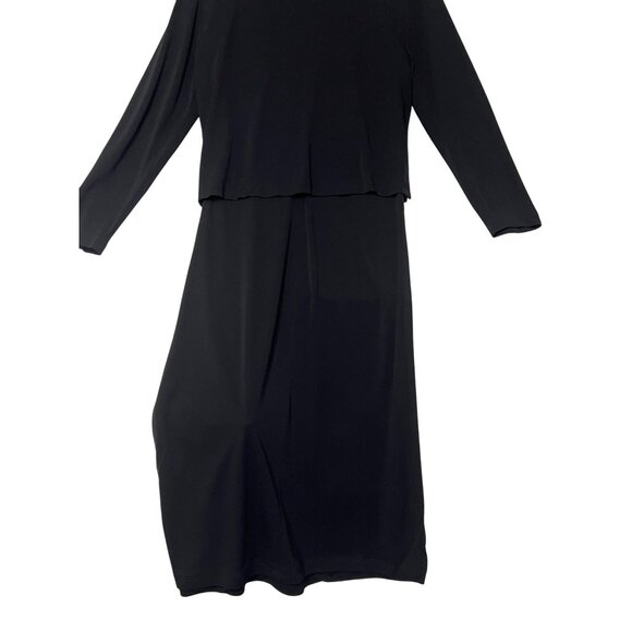 VTG Dressing Clio Women's  Dress Cardigan Set  Medium Black Maxi USA flaw - Picture 16 of 16